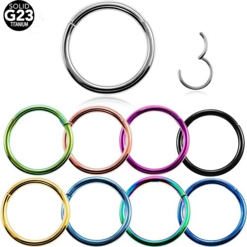 1PC G23 Titanium Hinged Segment Nose Ring 16g&14g Nipple Clicker Ear Cartilage Tragus Helix Lip Piercing Unisex Fashion Jewelry