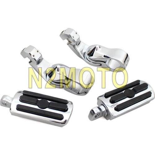 Short Angled Chrome 1 1/4" Highway Passenger Engine Guard Footpeg Male Mount Foot Rest for Harley Softail Road King Touring