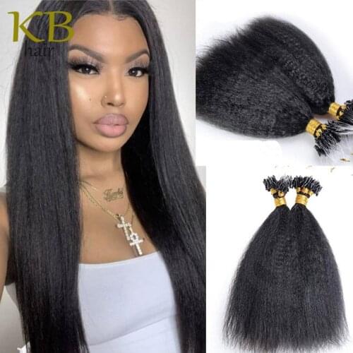 Kinky Straight Micro Loop Ring Hair Brazilian Remy Kinky Hair 1g/s 100g Micro Loop 100% Human Hair Extensions For Black Women
