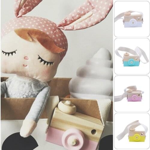 Lets make 1pc Wooden Baby Toys Fashion Camera Pendant Montessori Toys For Children Wooden DIY Presents Nursing Gift Baby Block