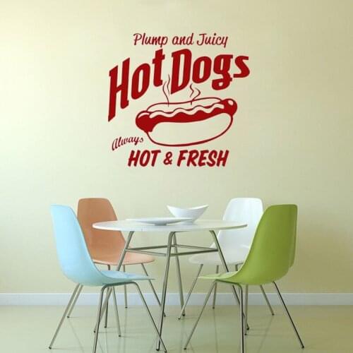 Hot Dog Wall Decal Restaurant Vinyl Wall Sticker Sign Quote Food Winow Wall Decals Home Art Decor Removable Modern Mural SY400