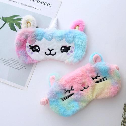 Gradient Color Unicorn Mask Cartoon Sleeping Mask Plush 3D Eye Shade Cover Eyeshade Suitable For Travel Home Party Gifts
