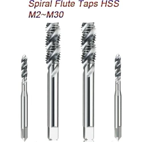 Metric HSS Spiral Flute Screw Threading Taps Drill Set Tools for Machine Metals M2 M2.5 M3 M4 M5 M6 M8 M10 M12 M16 M20 M24 M30