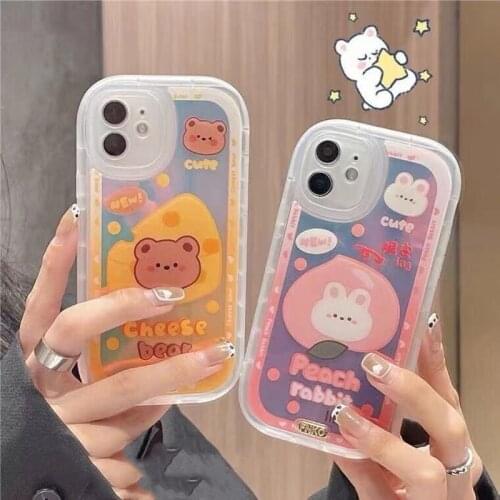 Cute bear luxury phone case for iphone 11 pro max 12 promax silicone cases for iphone xr xsmax x bumper for iphone 7 p 8 plus