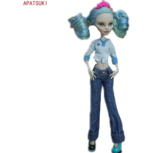 Fashion Doll Clothes Set for Bratz Doll Outfits Blue Short Top & Jeans Pants For Monster High Dolls Accessories For Kids DIY Toy