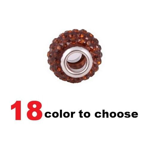 NEW arrival 14MM 100Pcs/lot Resin Rhinestone Silver Plated Core Big Hole Crystal European Beads Fit Charm Bracelets gy4