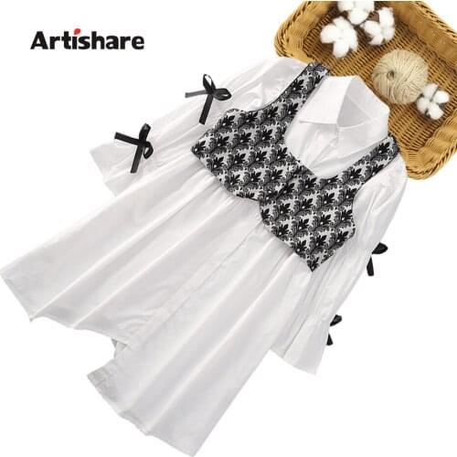 Girls Clothes Floral Pattern Girls Outfits Vest + Dress Girls Clothing Sets Spring Autumn Childrens Tracksuits