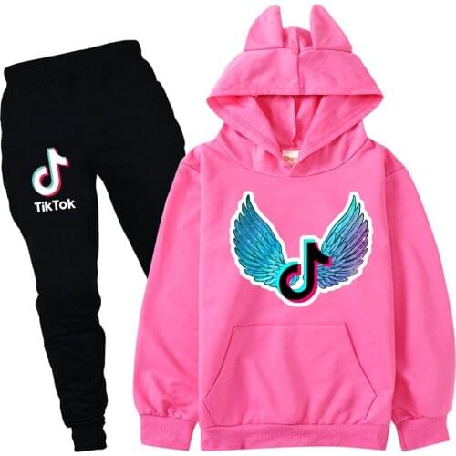 TIK TOK clothes girl clothes Birthday suit childrens clothingprincess Hoodies hot stamping printing children clothing set