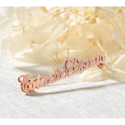 Personalized Name Brooches For Women Men gold &Rose Gold Stainless Steel Brooch Initial Brooches Pins Fashion Jewerly