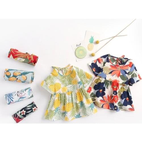 Flower Girl Dresses Summer Baby Girls Clothes Leaves Beach Dress 2021 Dress Cotton Mini Little Princess Dress New Born Vestidos