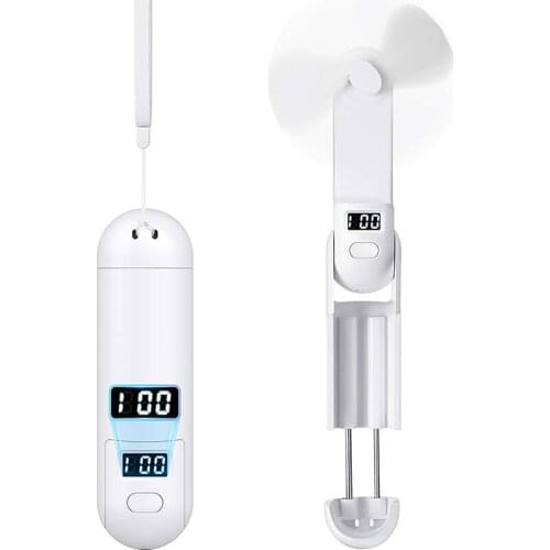Handheld Fan - USB Rechargeable Handheld Fan with Power Bank, LED Power Display, Phone Holder, Foldable Pocket Fan