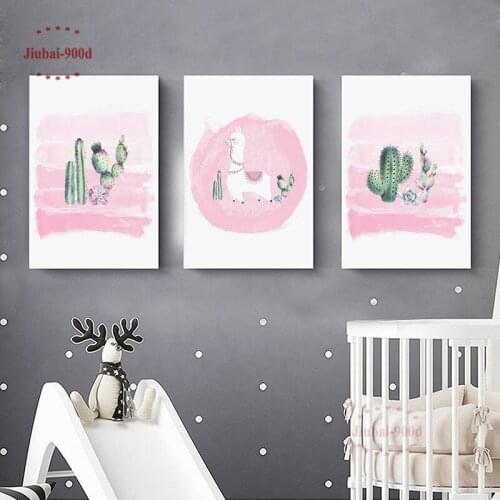 Watercol Cactus Animal Kids Room Decoration Posters and Prints Canvas Painting Nursery Wall Art Decorative Picture posters NUR54