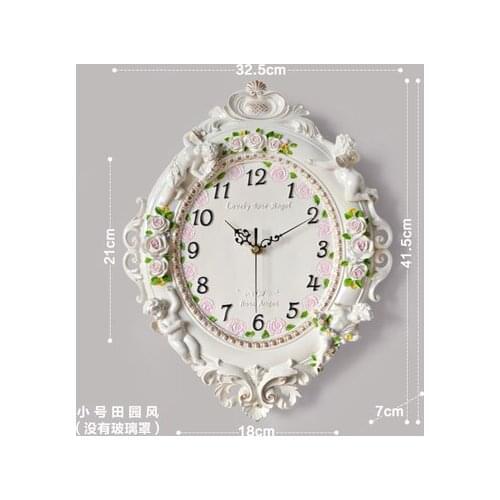 European Garden Ornament luxury watch clock Home Furnishing resin relief angel living room wall clock