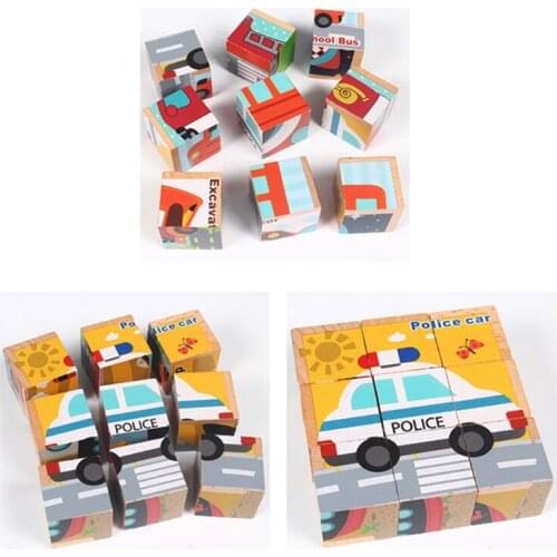 Cultivate Awareness Early Education Six-sided Jigsaw Toy Multicolor Cartoon Beech Puzzle Supplies for Children 69HE