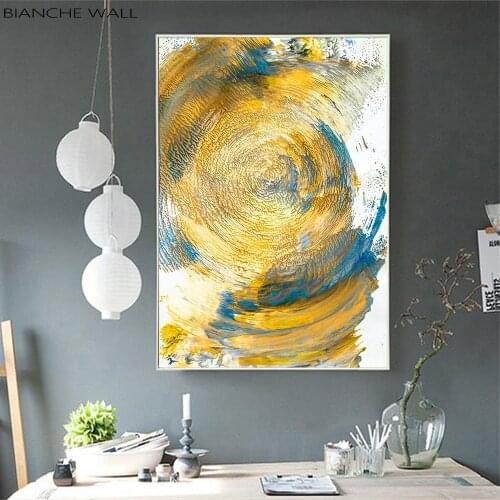 Nordic Modern Abstract Yellow Annual Ring Rift Maze Art Posters and Prints Wall Picture Canvas Painting for Living Room Decor