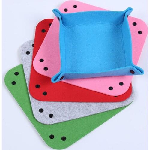 Felt Fabric Desktop Storage Box Foldable Square Portable Dice Tray Organizer Key Jewelry Basket Wallet Coin Sundries Bin 25*25CM