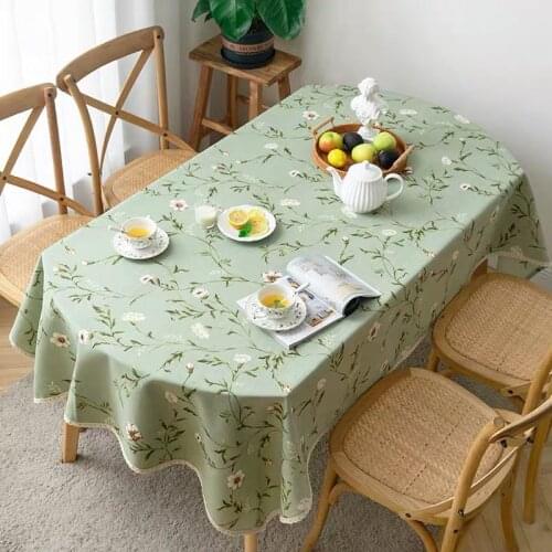 Modern Printed Flowers Oval Tablecloth Cotton Linen Decorative Coffee Tea Table Cloth Cover For Home Outdoor Wedding Decoration