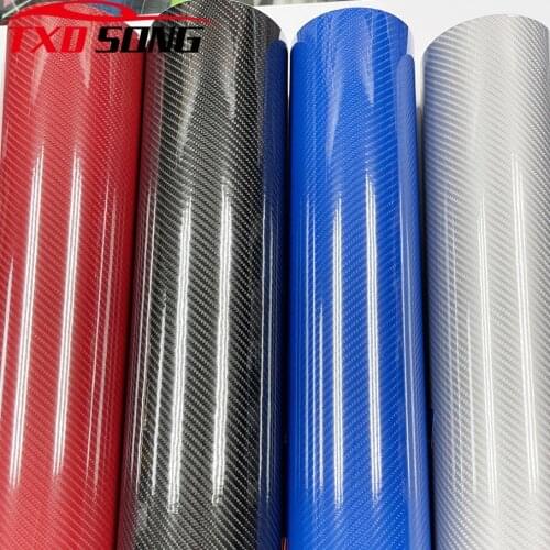 50CM X 200/300/400/500cm Super glossy 5D Silver Red carbon fiber vinyl film carbon fiber car wrap sheet film DIY car sticker