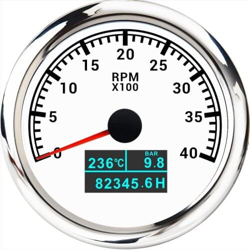 85mm Waterproof 3 in 1 Digital Tachometer Gauge 8000/ 6000/ 4000 RPM Tachometer With Oil Press Hours Water Temp for Boat Car