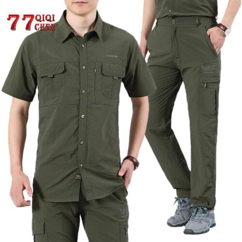 Uniforme Militar Mens Tactical short Sleeve Shirt + Pants suits Men Quick Drying Breathable Military Combat Shirts Sets Male
