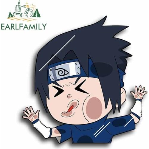 EARLFAMILY 13cm x 12.6cm Funny Auto Car Stickers for Anime Decals Uchiha Sasuke JDM Window Door Home Car Decoration