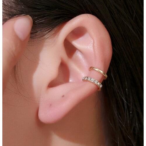 2020 New Fashion Pearl Ear Cuff Bohemia Stackable C Shaped CZ Rhinestone Small Earcuffs Clip Earrings for Women Wedding Jewelry