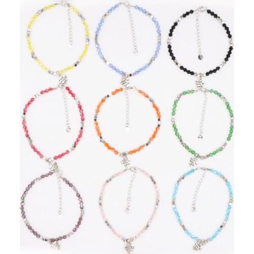 Colorful Korean Fashion Ethnic Bracelet Crystal Glass Heart Beads Bracelets for Women Girls Gift Wristband Bangle Jewelry B370