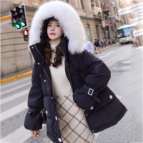 2021 jacket Down new Korean winter coat women grid style hooded with real fur collar parka real fur thick warm clothing