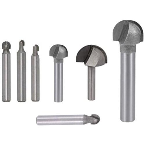 1/4-inch Steel Shank 2-Flute Carbide Tipped Cove Core Box Router Bits - Pack of 5