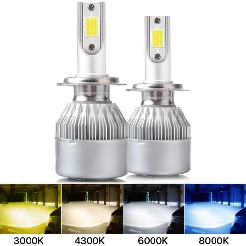 2X C6 H1 H3 Led Headlight Bulbs H7 LED Car Lights H4 H11 HB3 9005 HB4 9006 H13 6000K 3000K 8000k White blue yellow Auto Fog Lamp