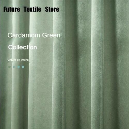 2021 Light Luxury Velvet Curtains Cardamom Green Series Velvet Cloth Blackout Curtains Curtains for Living Dining Room Bedroom