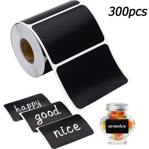 300pcs/roll Waterproof Chalkboard Kitchen Spice Label Stickers Home Jam Jar Bottle Tags Blackboard Labels Stickers Marker Pen
