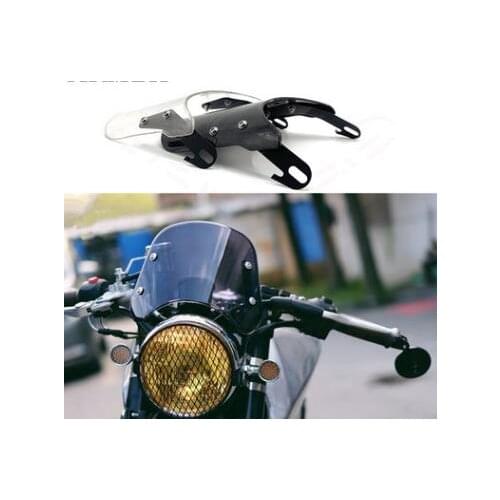 5-7 inch Motorcycle Retro Cafe Racer Headlight Windshield Instrument Visor Fit For Honda Yamaha XJR 1300 Suzuki GSX 1400 Royal