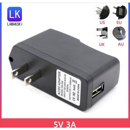 5V 3A Power Adapter AC USB 5V3A Charger Switching Power Supply Universal USB Interface EU US UK AU Plug