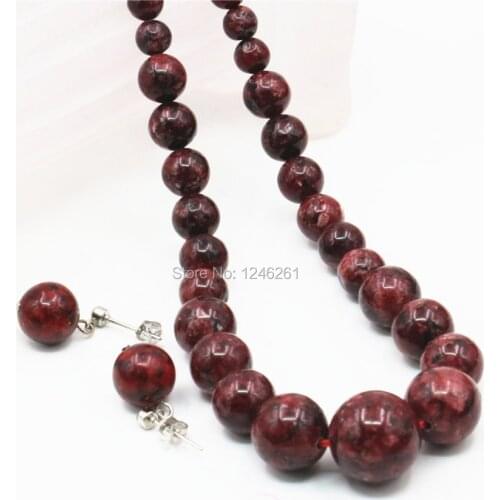 6-14mm Natural Red Epidote Lucky Beads Stones Tower Necklace Chain Earbob Earrings Sets Girls Gifts Jewelry Making Accessories