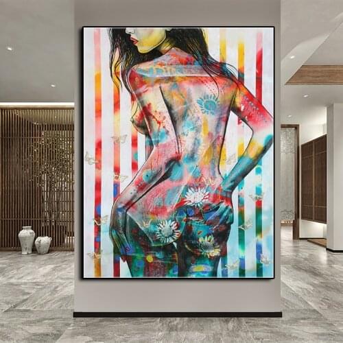 Graffiti Sexy Nude Women Body Oil Painting Printed Abstract Canvas Poster Wall Picture Artwork Home Decoration For Living Room