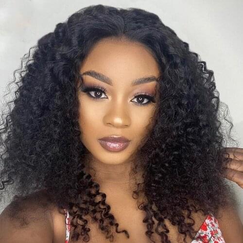 Afro Curly Frontal Wig Wet And Wavy Loose Wave Bouncy Curly Lace Front Human Hair Wig Spiral Curl T Part Brazilian Deep Wave Wig