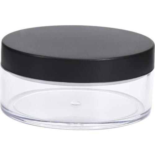 1pcs 50g Plastic Empty Loose Powder Pot With Sieve Cosmetic Makeup Jar Container Handheld Portable Sifter with Black Cap