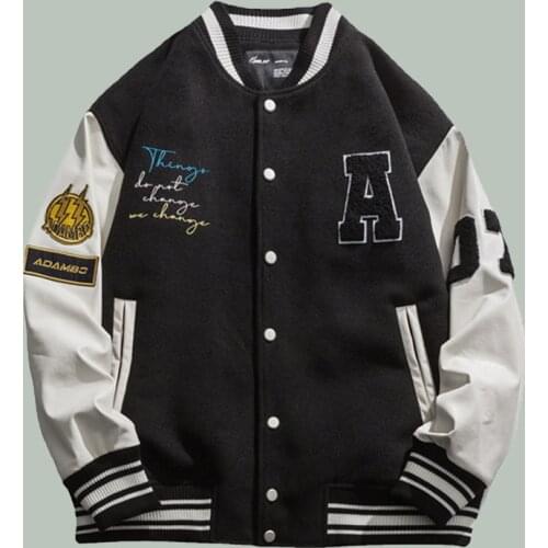 2021Hip Hop Harajuku Baseball Jacket Men Streetwear Couples Oversize Jackets Patchwork Campus Style Bear Embroidery Unisex Coats