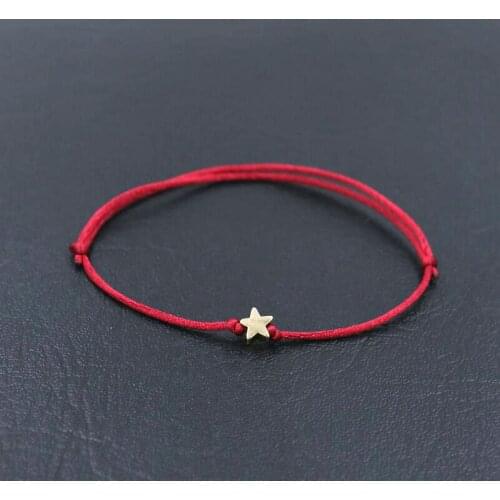 BPPCCR Stainless Steel Five-pointed Star Charm Bracelet Thin Red Rope Thread String Lucky Bracelets For Men Women Couples Lovers