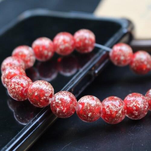 10Pcs 12mm Handmade Round Lampwork Glass Beads Red Color Luminous Beads Shinning for Bracelet Necklace Earring jewelry making
