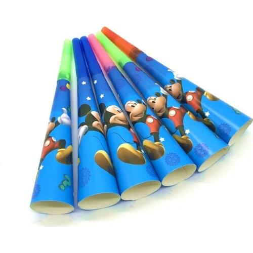 Disney Mickey Mouse 6pcs/lot Cartoon Trumpet Kids Boy Birthday Party Horn Toys Baby Shower Noise Maker Disposable Horns Supply