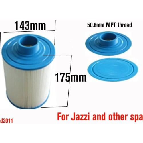 Filter for Jazzi pool 2011 version Cartridge filter, hot tub paper filter for chinese spas, 175mmx43mm,50.8mm MPT thread