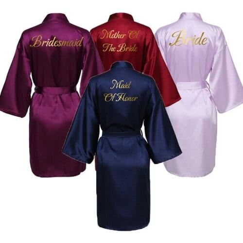 Bridesmaid Robes Silk Robe Bride Robe Short Satin Robe Women Wedding Robe Bathrobe Sleepwear Dressing Gown