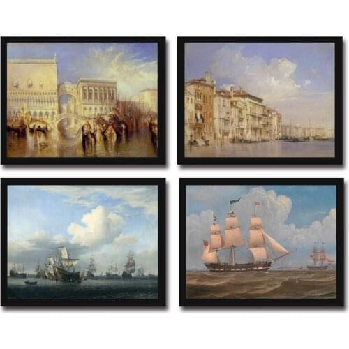 Cotton no frame classical figures city sea scenery canvas printings oil painting printed on cotton wall art decoration picture