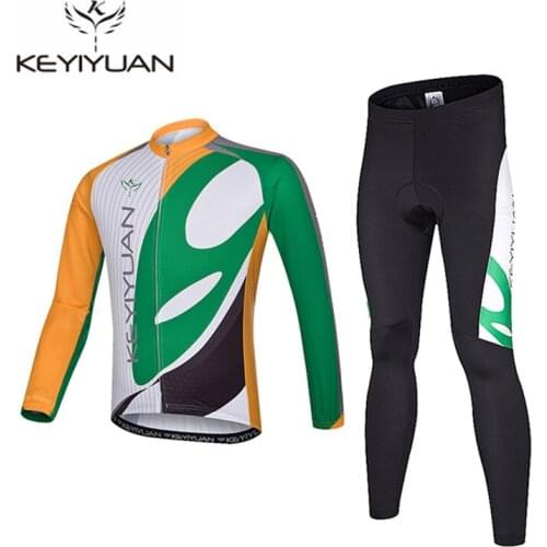 KEYIYUAN Mens Long Sleeve Ropa Ciclismo Cycling Jersey Sets Breathable 3D Padded Bicycle Sportswear Cycling Clothings S-4XL