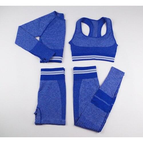 Suit Seamless Women Yoga Set Workout Sportswear Gym Clothes Fitness Long Sleeve Crop Top High Waist Leggings Sports Suits