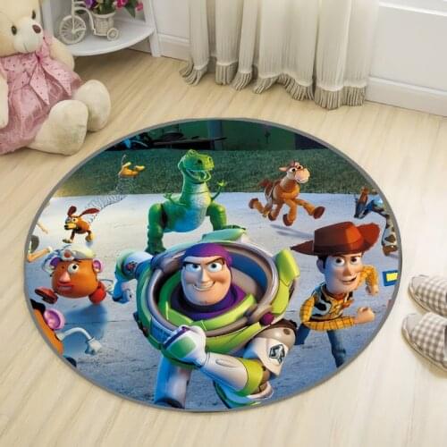 Round 100cm Baby Play Mat Toy Story Carpet Boy Bedroom Rug Living Room Carpet Home Kids Room Decorative Anti-Slip Floor Rugs