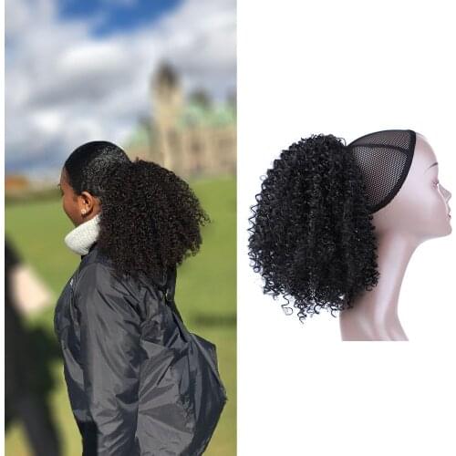 Lydia 18" Synthetic With Two Plastic Combs Puff Ponytail Afro Kinky Curly Hair Extension Clips In Hairpiece For African American