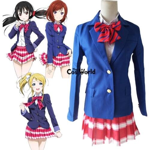 Love Live School Idol Project Nishikino Maki Yazawa Nico Ayase Eli School Uniform Coat Shirt Dress Outfit Anime Cosplay Costumes